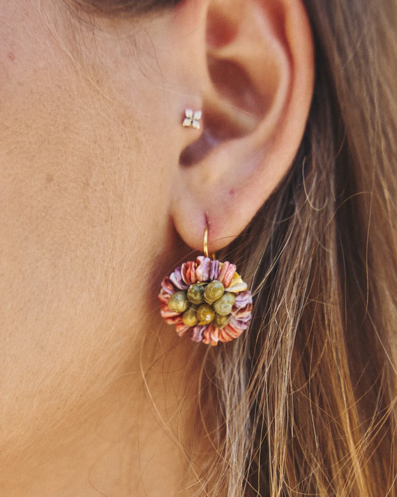 Miphai Bijoux-Boucles d'oreilles à fleurs multicolores Fisterra