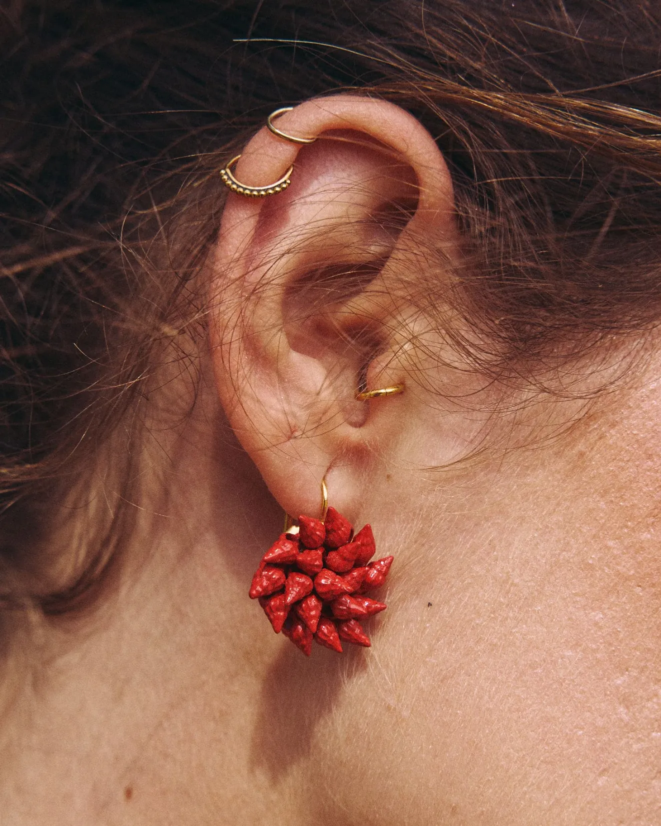 Miphai Bijoux-Boucles d'oreilles Cíes Fleur Rouge