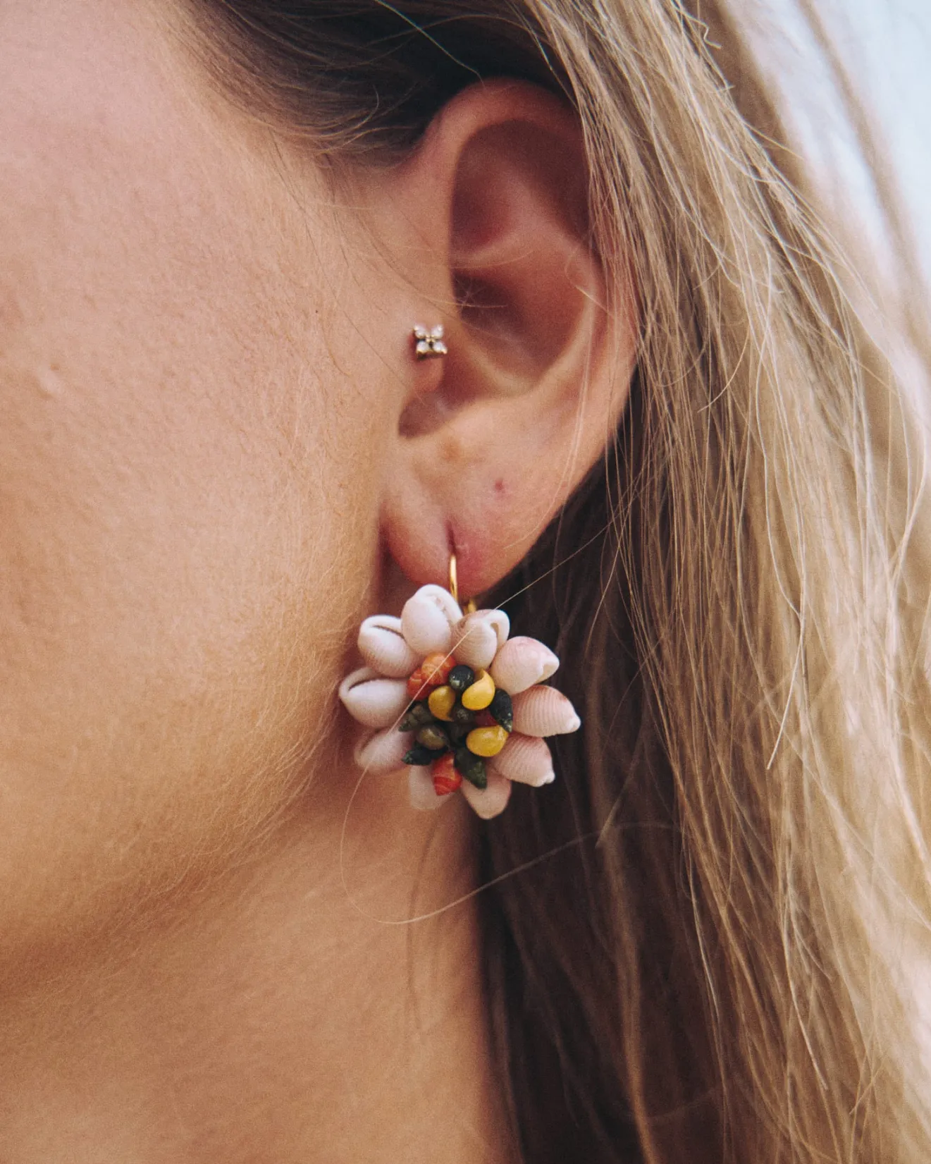 Miphai Bijoux-Boucles d'oreilles coquillages de fleurs multicolores
