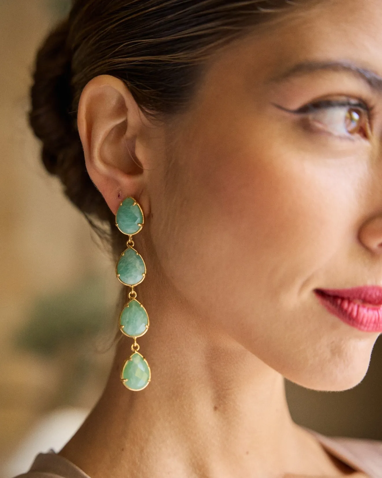 Miphai Bijoux-Boucles d'oreilles Mairena Vert Eau