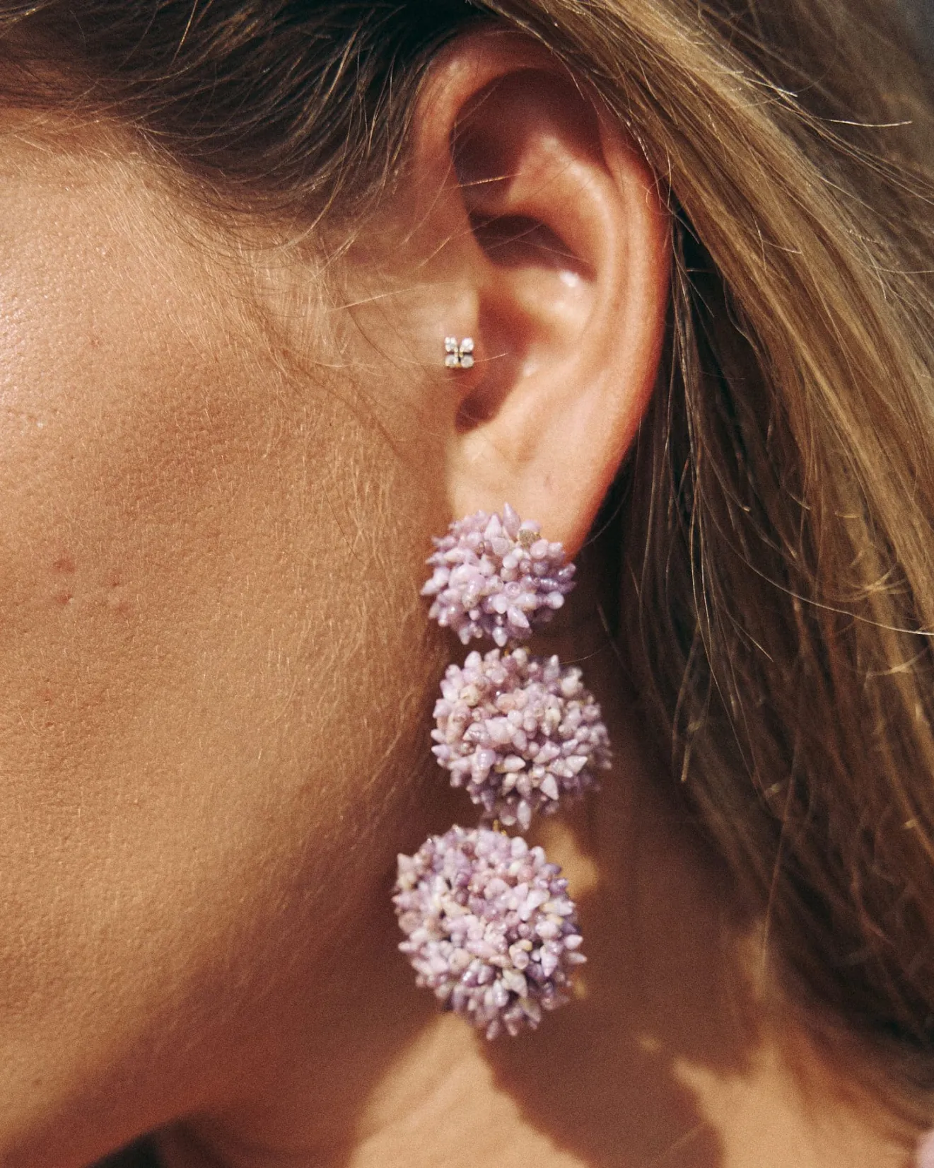 Miphai Bijoux-Boucles d'oreilles Orballo Longues Violettes