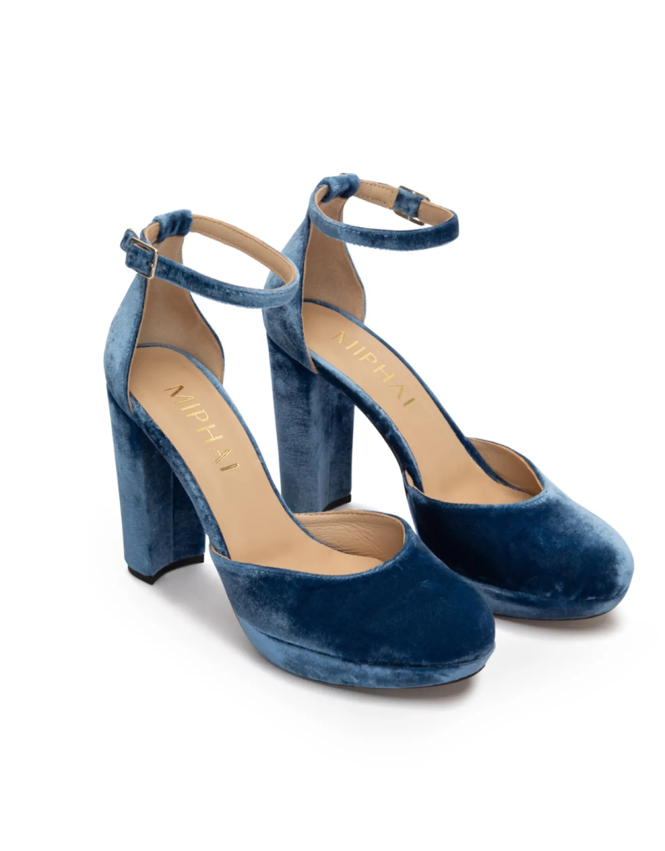 Miphai Chaussures-Chaussures à Talons Grace en Velours Bleu