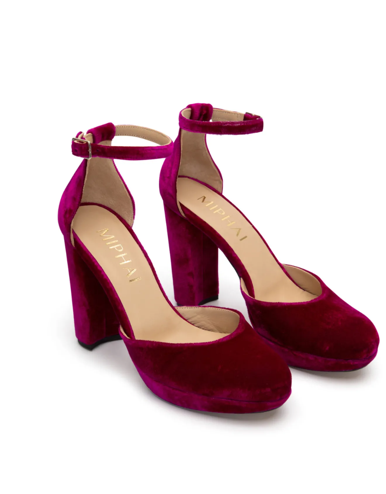 Miphai Chaussures-Chaussures à Talons Grace en Velours Fuchsia