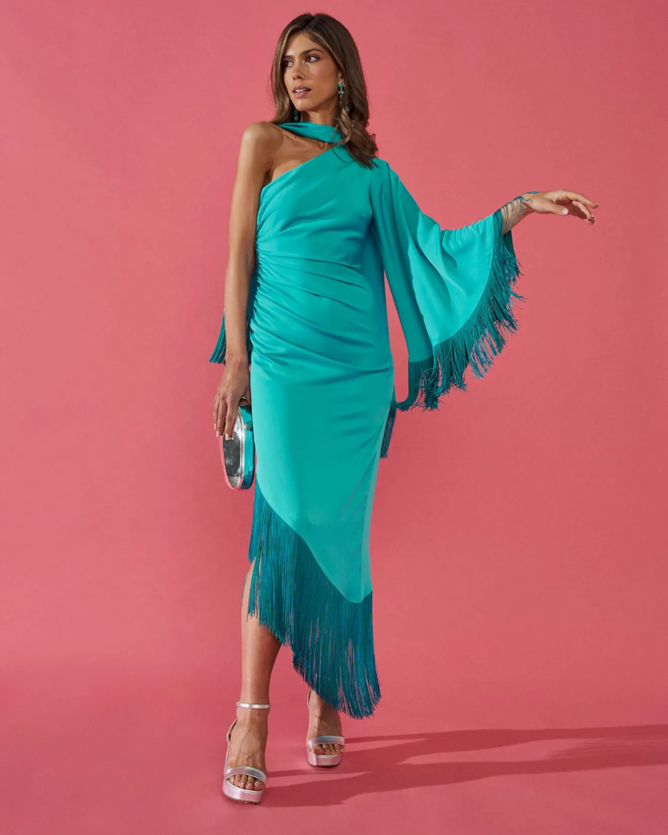 Miphai Outlet | Robes-Robe Asymétrique Kenia Turquoise