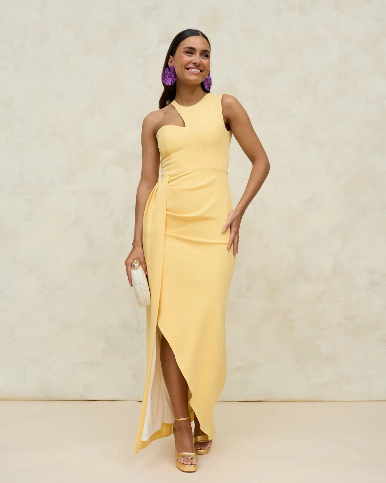 Miphai Outlet | Invité Mariage-Robe Corina jaune