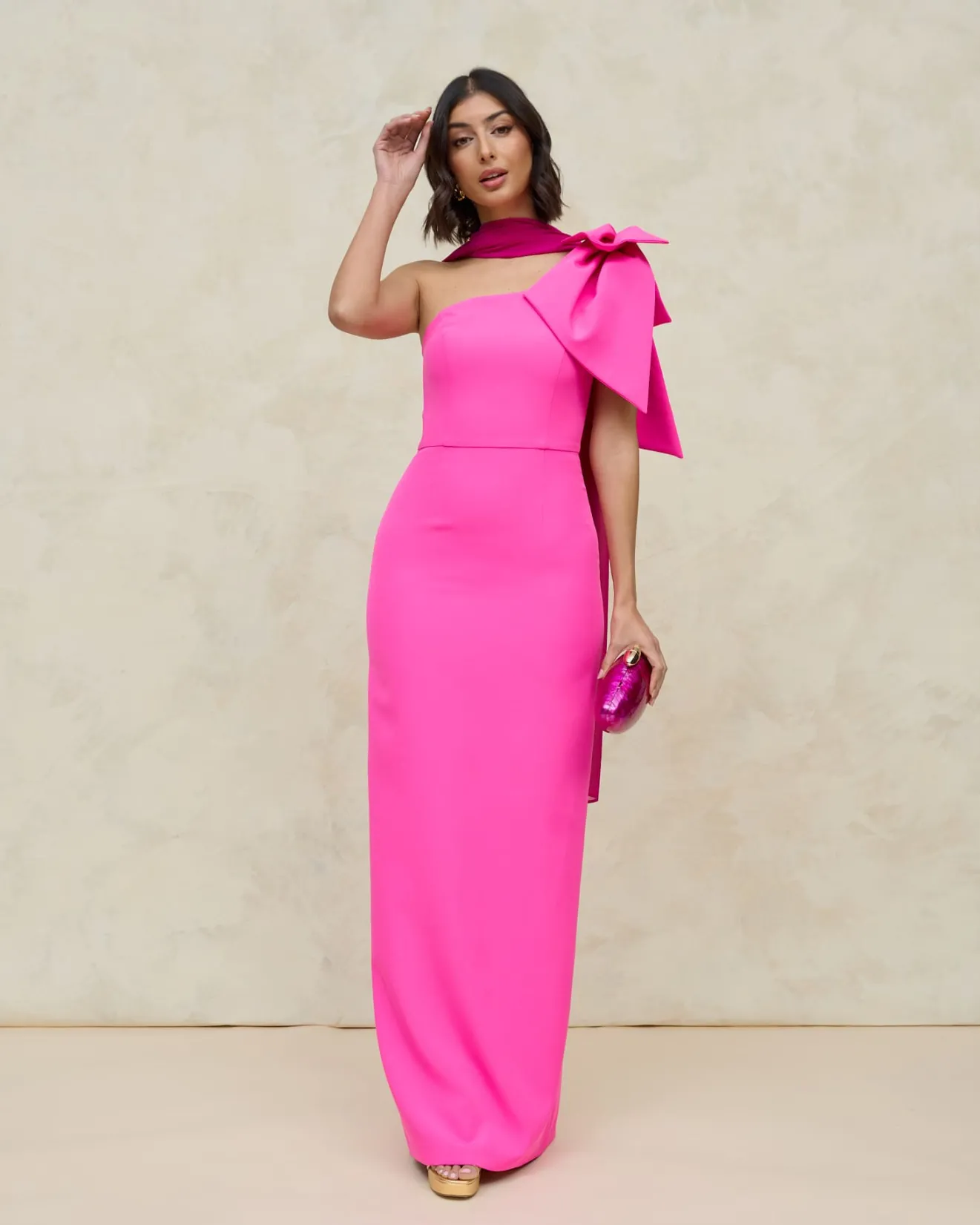 Miphai Invité Mariage | Robes-Robe Maxi Pétale Fuchsia