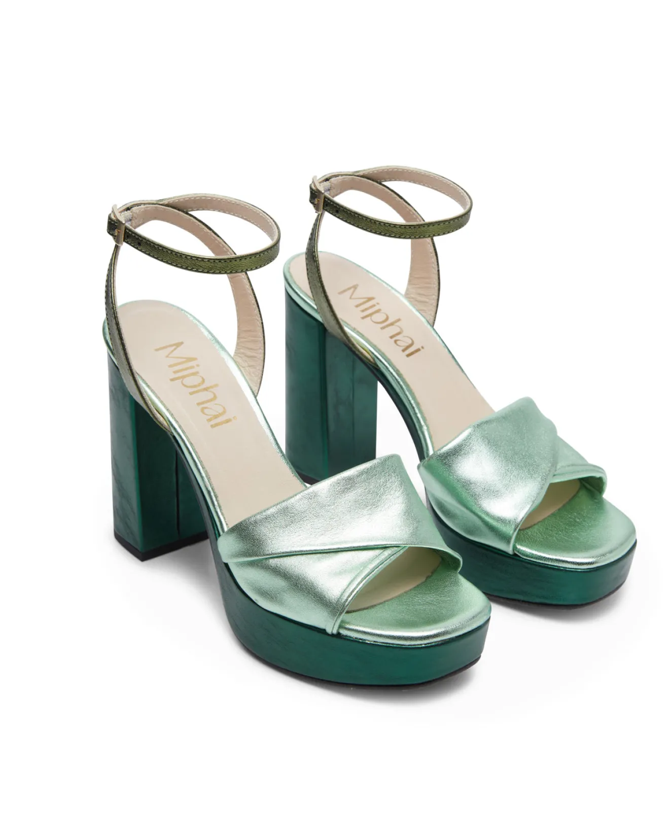 Miphai Chaussures-Sandales Nia en Cuir Verte